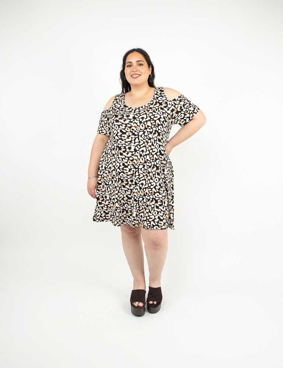 Vestido Corto Manga Corta Mujer Extralindas