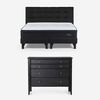 Cama Europea Rosen Base Dividida King Tempo + Respaldo Issey Grafito + Cómoda Baker Grafito