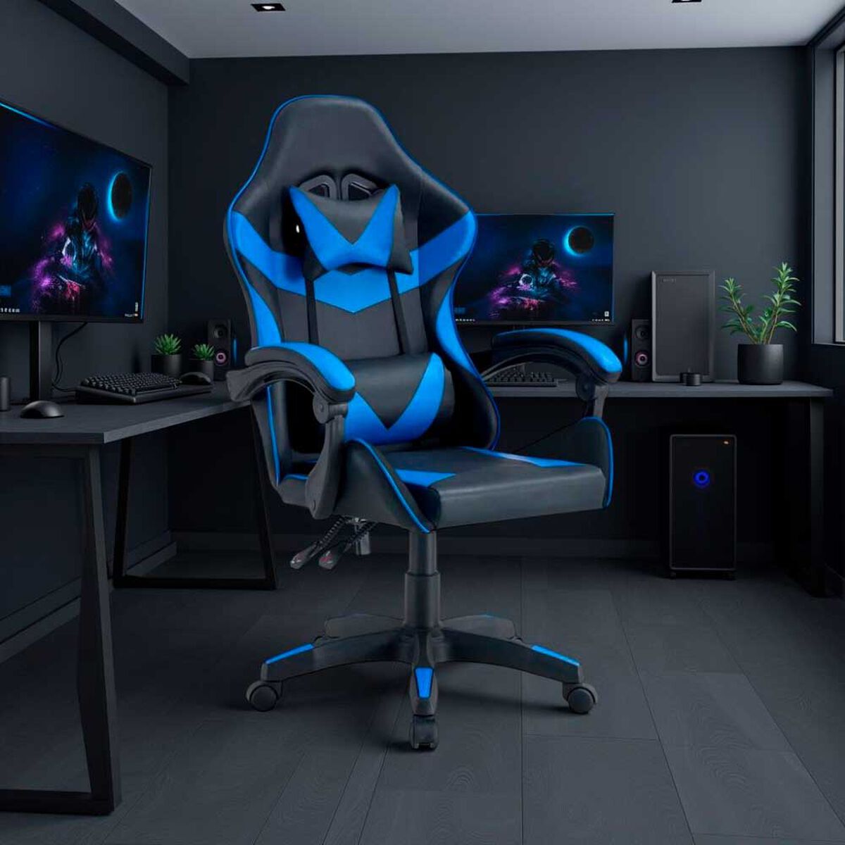 Silla Gamer Arthome Tokio Negra Azul