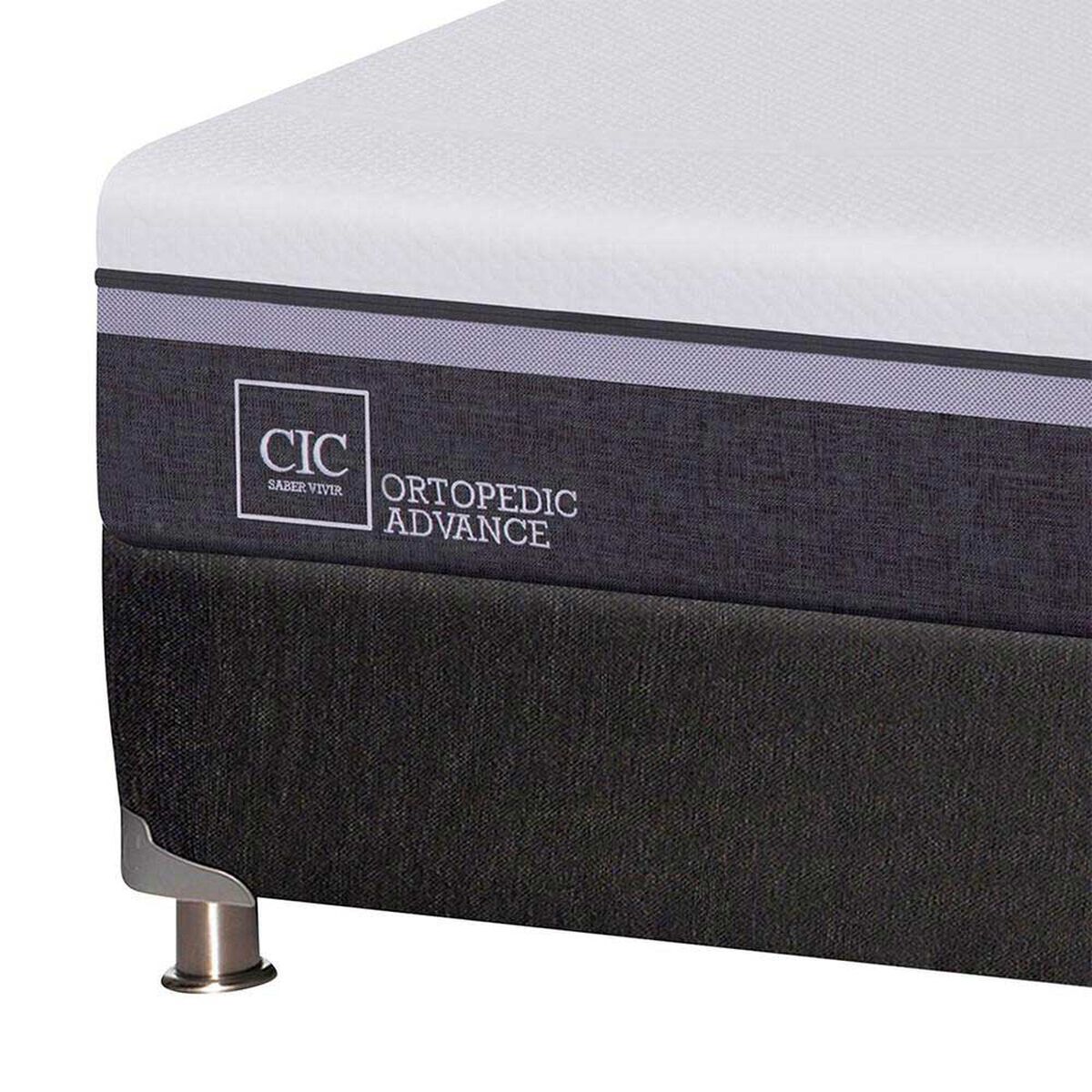 Box Spring CIC 1,5 Plazas Ortopedic Advance + Respaldo + Velador
