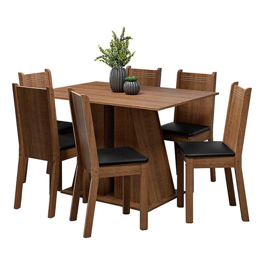 Juego de Comedor Vekkahome Angelo 6 Sillas Café