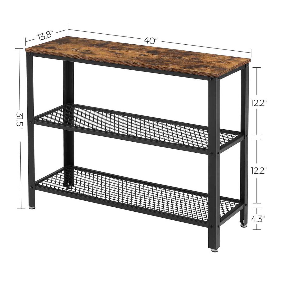 Mesa de Arrimo Fm Furniture Metalwood Colection Marrón Rústico