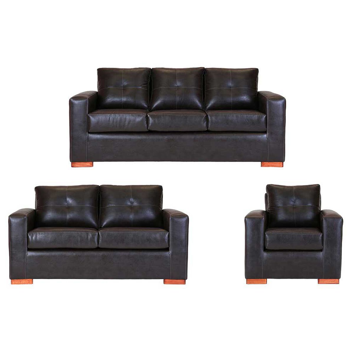 Juego de Living Muebles America Franco Sofá 3 Cuerpos + Sofá 2 Cuerpos + Sillón 1 Cuerpo Chocolate