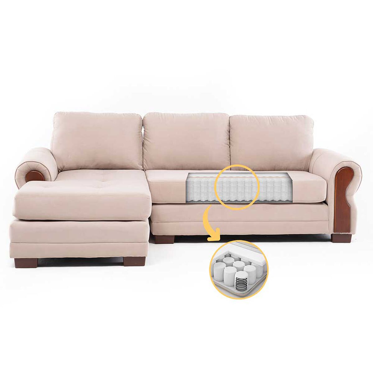 Sof&aacute; Seccional Living Factory Oregon 4 Cuerpos Beige