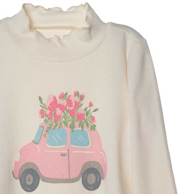 Imagen 2 del producto Polera Manga Larga de Algodón Niña Chess Celeste, Crudo