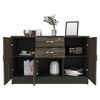 Gabinete TuHome Home Office 2 Puertas 3 Cajones Negro Soft Co&ntilde;ac