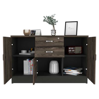 Imagen 2 del producto Gabinete TuHome Home Office 2 Puertas 3 Cajones Negro Soft Coñac