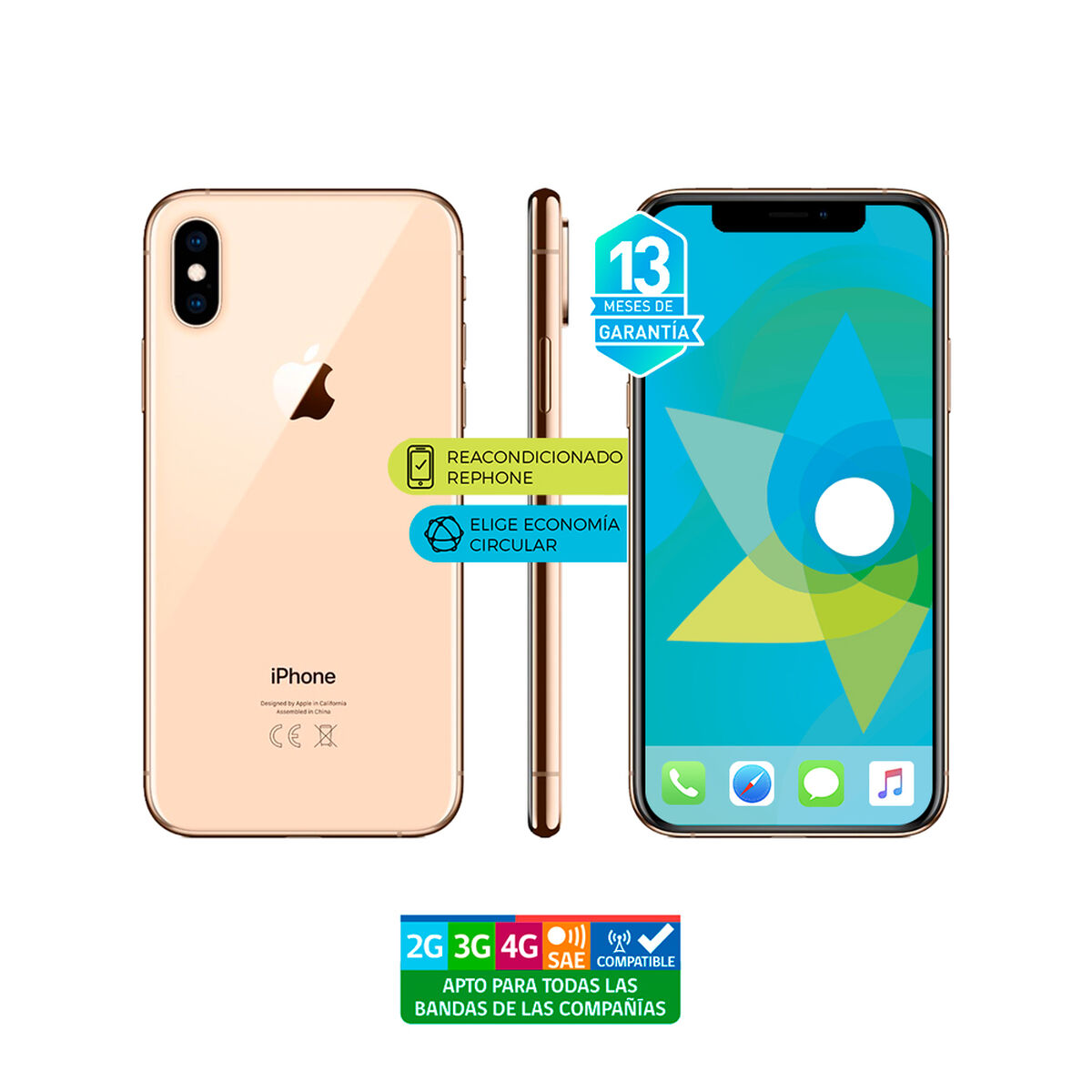 Celular Apple Iphone XS 64GB 5.8" Reacondicionado Dorado Liberado