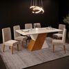Juego de Comedor Vekkahome Rubi Lia 6 Sillas Café Beige
