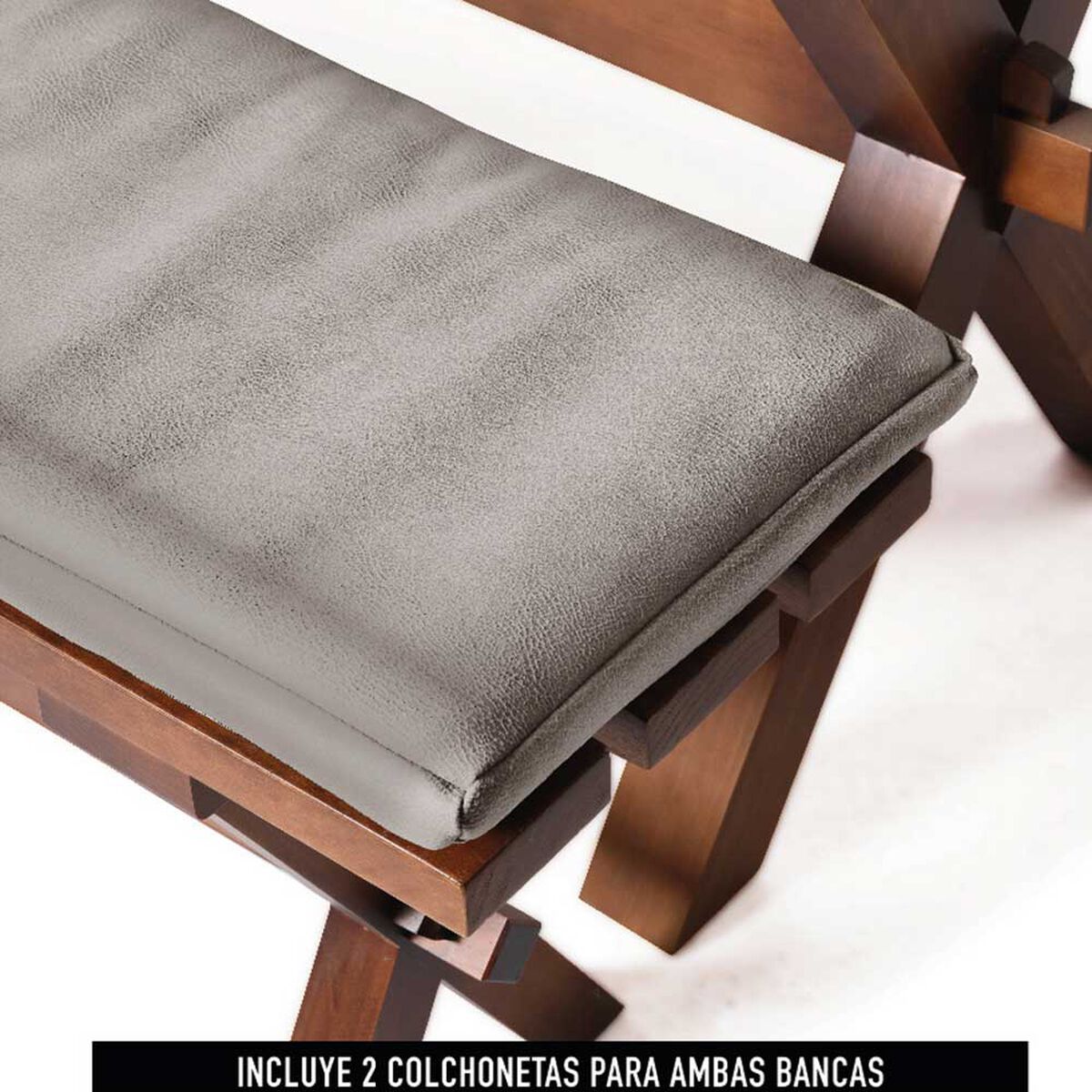 Juego de Comedor Latam Home Sevilla Tenerife 2 Sillas + 2 Bancas Cuero Kentucky Gris