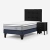 Cama Europea Rosen 1 Plaza Pratta + Respaldo + Velador Issey