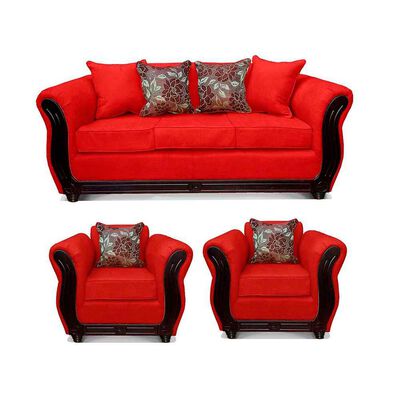 Juego de Living Elegant Detail Girona Sof&aacute; 3 Cuerpos + Dos Sillones 1 Cuerpo Rojo