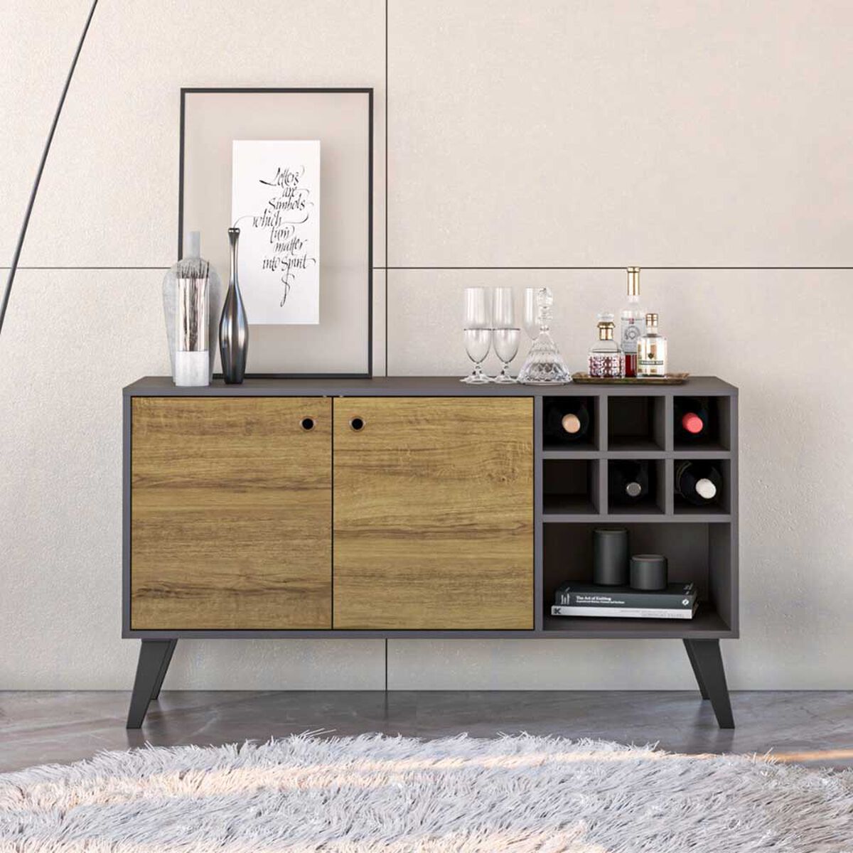 Rack TV Onessta Ibiza Hasta 55" Grafito Miel