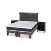 Cama Europea CIC Base Dividida King Ortopedic + Respaldo + 2 Veladores Torino