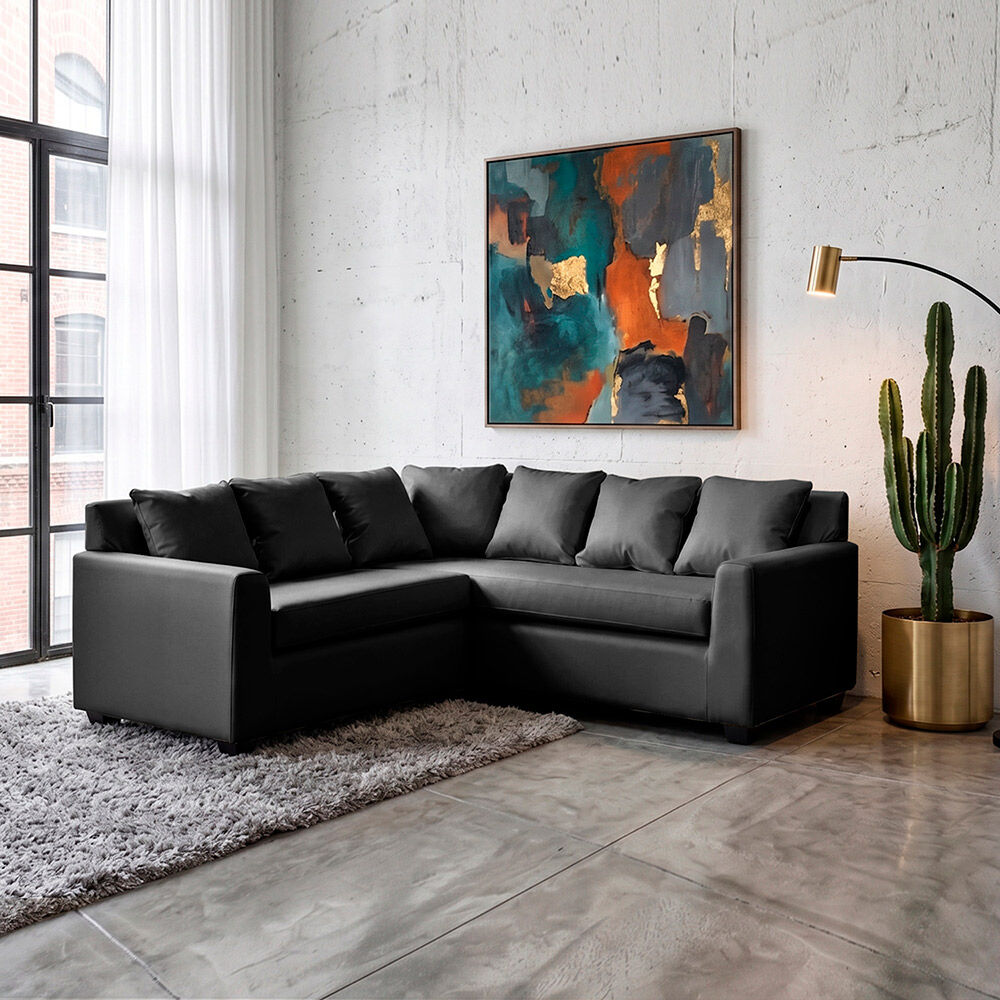 Seccional Latam Home Lucca 3 Cuerpos PU Negro
