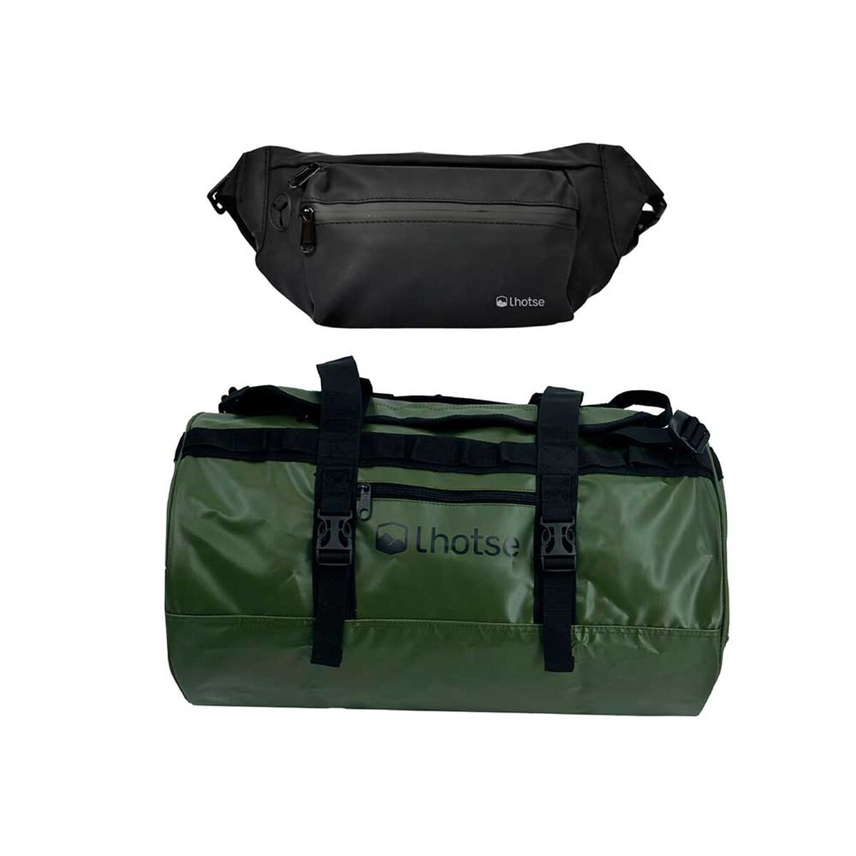 Pack Bolso Duffel 60 Lts Green + Banano Impermeable Lhotse