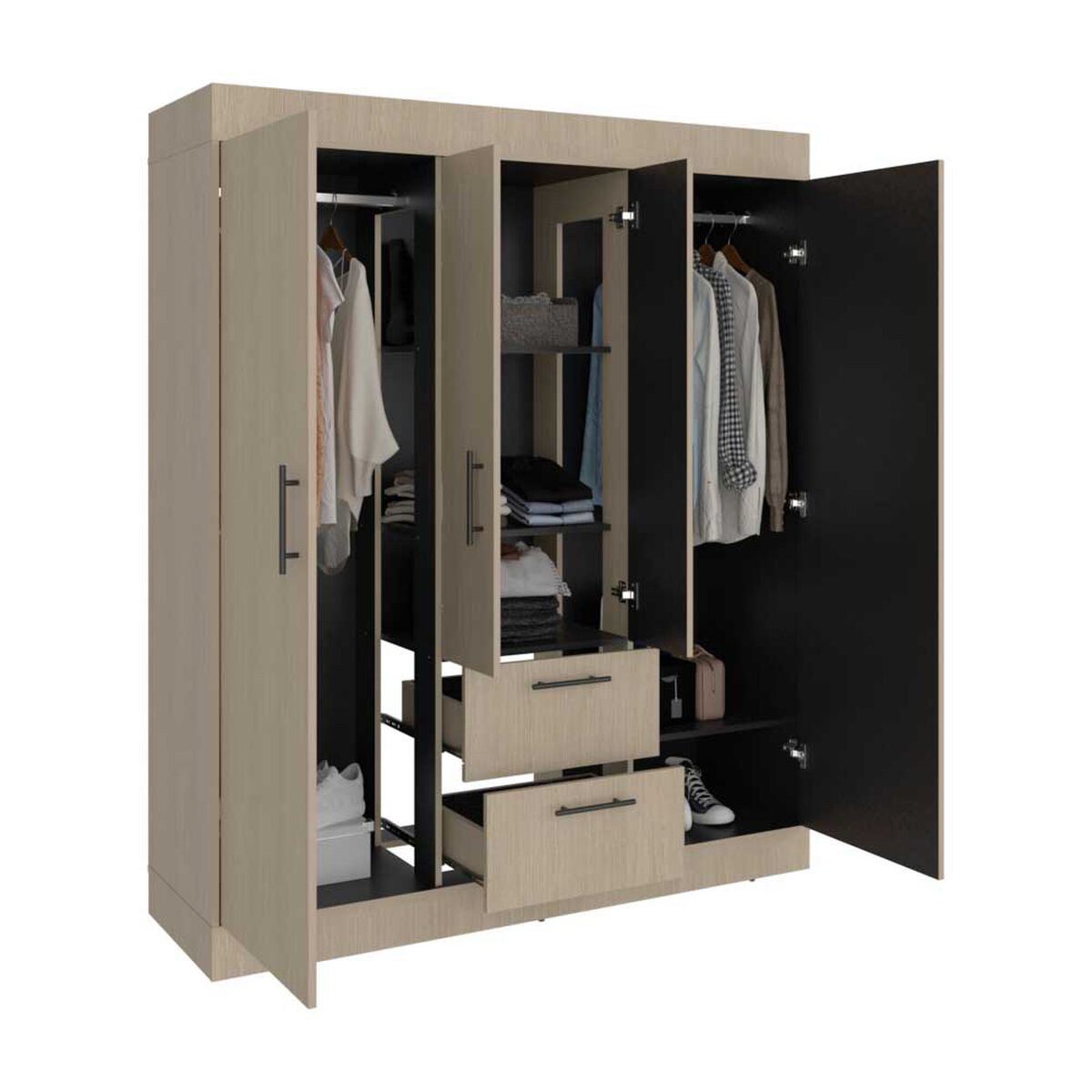 Closet Tuhome 150 VM 4 Puertas 2 Cajones Cartagena Wengue