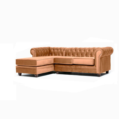 Sofá Seccional Barra Design Chesterfield Izquierdo 3 Cuerpos Canela