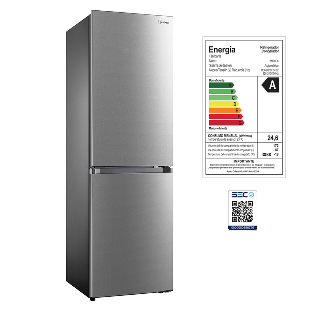 Refrigerador No Frost Midea MDRB379FGF02 259 lts