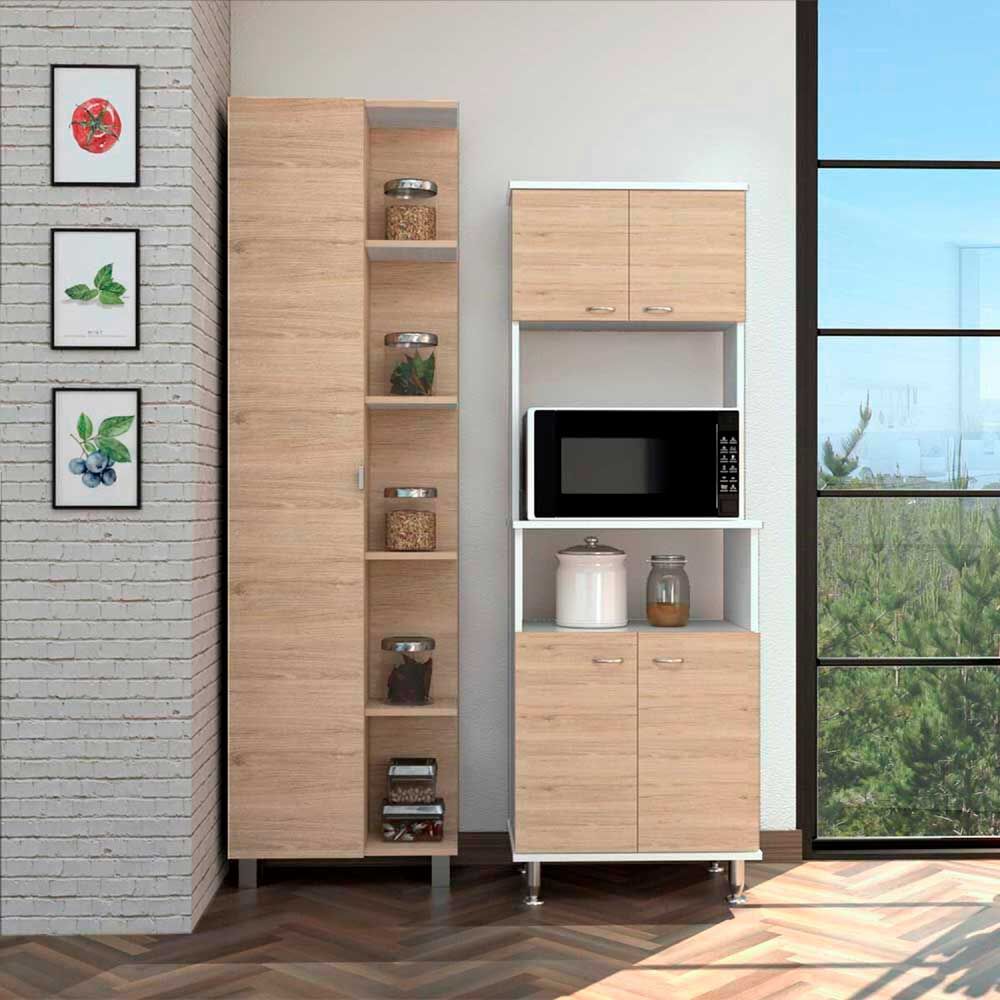 Combo Mueble Microondas + Optimizador TuHome Kitchen Rovere Blanco