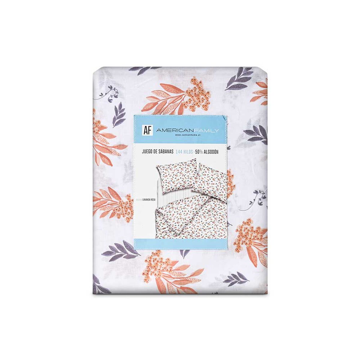 Juego de Sábanas American Family 144 Hilos 1 Plaza Lavanda Rosa