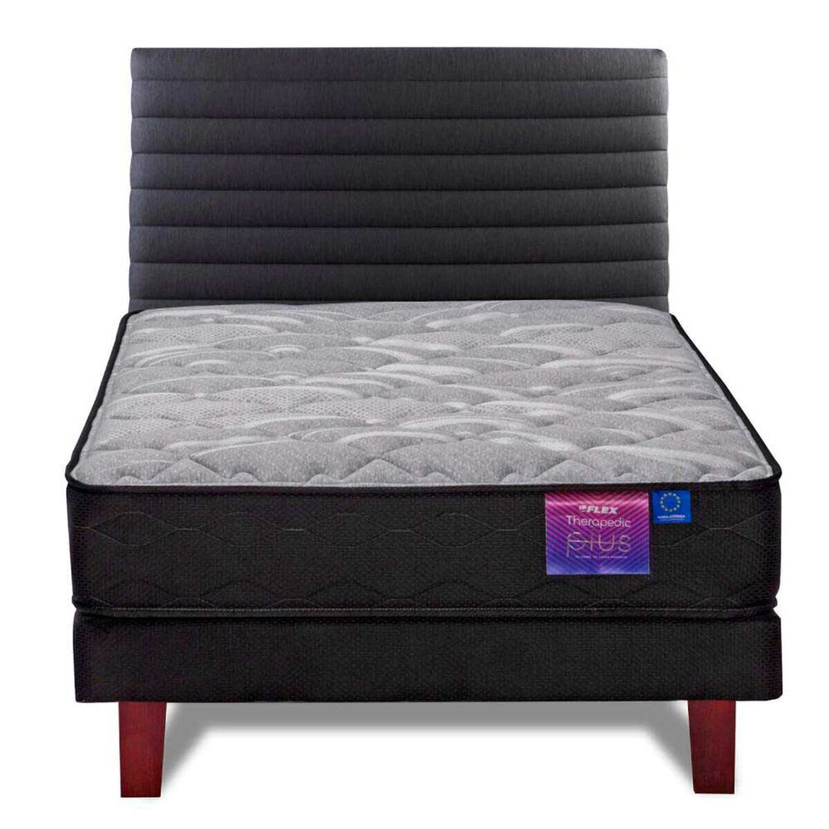 Cama Europea Flex 1,5 Plazas Therapedic Plus + Respaldo Modern