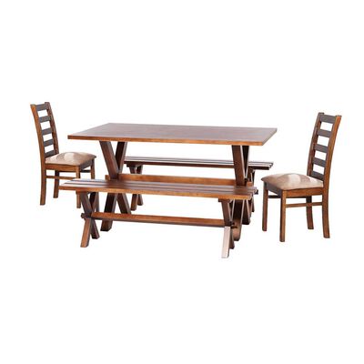 Juego de Comedor Latam Home Sevilla Burgos 2 Sillas + 2 Bancas Velvet Beige