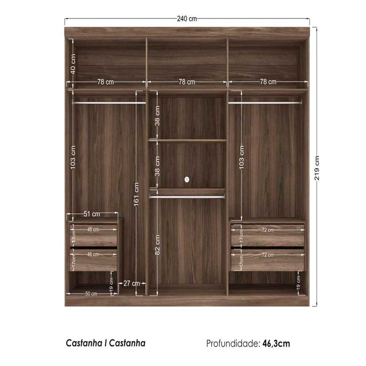 Clóset Altavision Imaginare 6 Puertas 4 Cajones Café