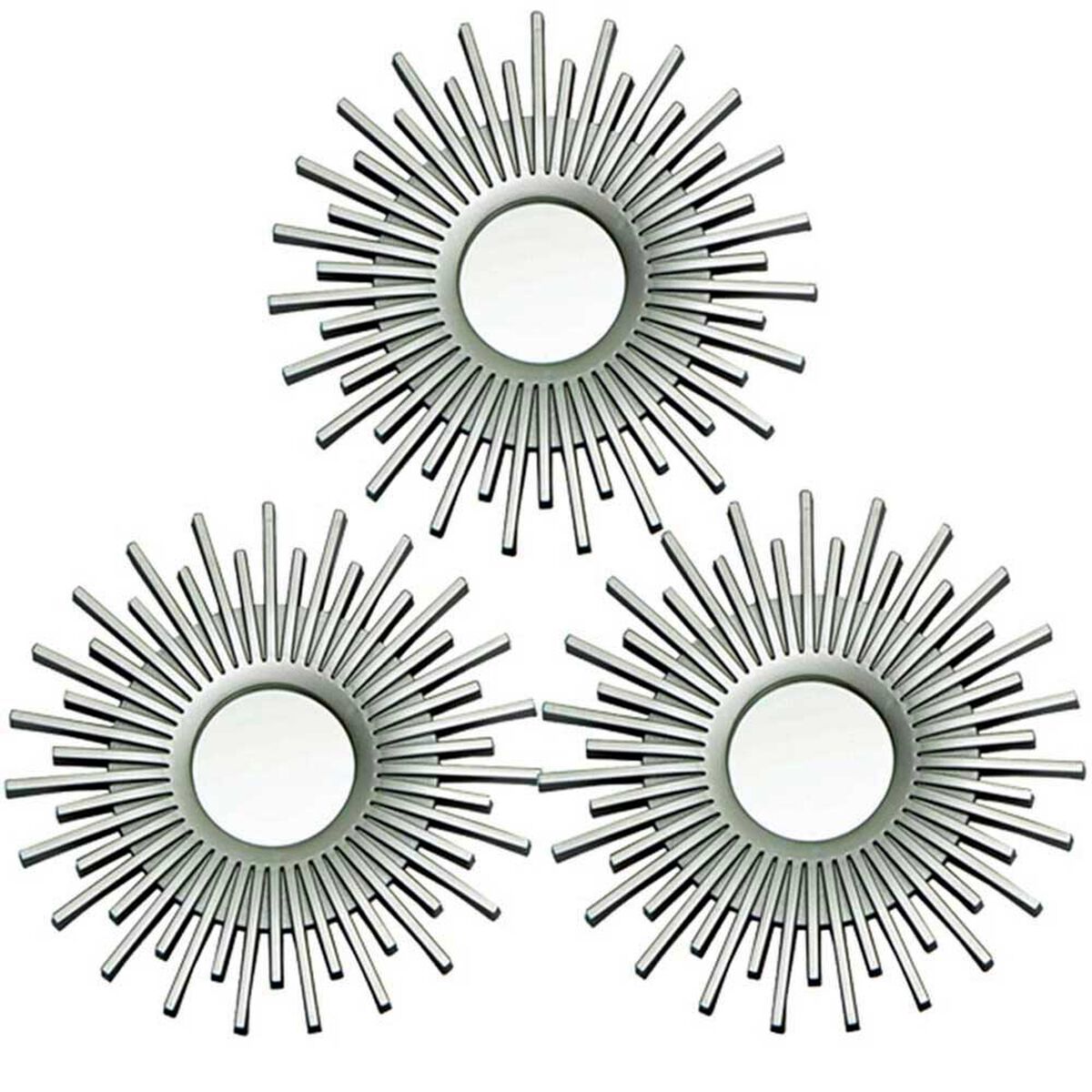Set 3 Espejos Pl&aacute;stico Vgo para Colgar Circular 25 cm Plateado