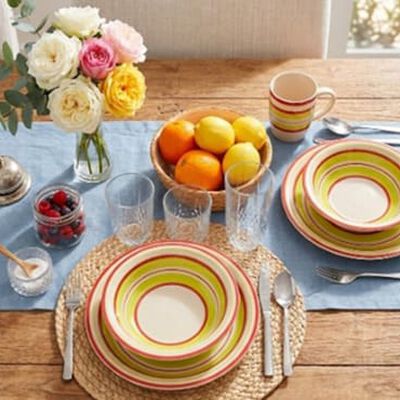 Combo Vajilla 16 Pzs + Set Cuchiller&iacute;a 24 Pzs + Set Vasos 18 Pzs