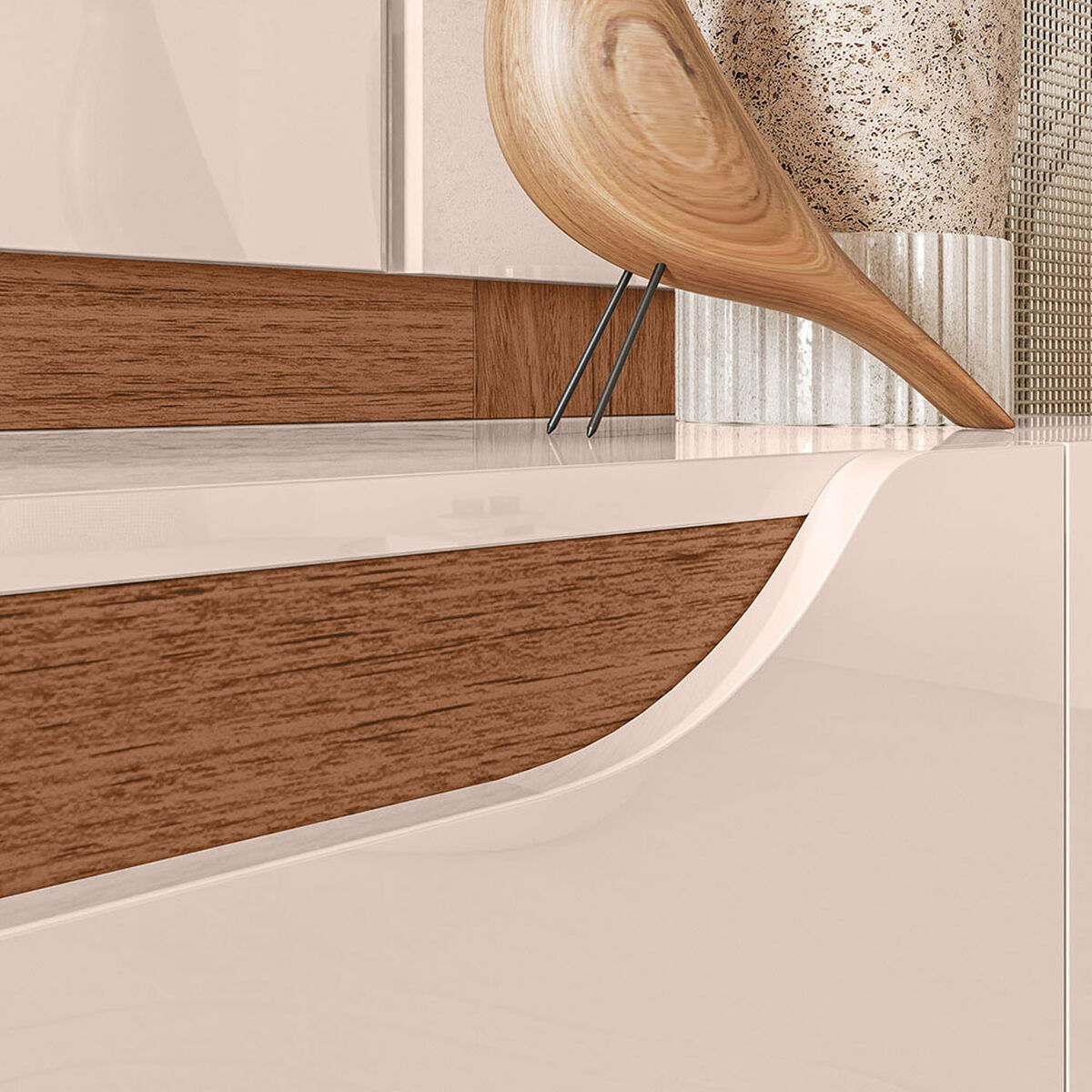 Panel TV Vekkahome Onare Hasta 70" con Luz Beige Caf&eacute;