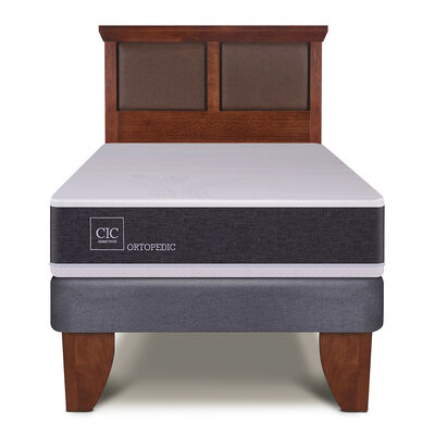 Imagen 1 del producto Cama Europea CIC 1,5 Plazas New Ortopedic + Respaldo New Torino Caramelo