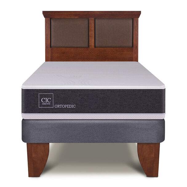 Cama Europea CIC 1,5 Plazas New Ortopedic + Respaldo New Torino Caramelo