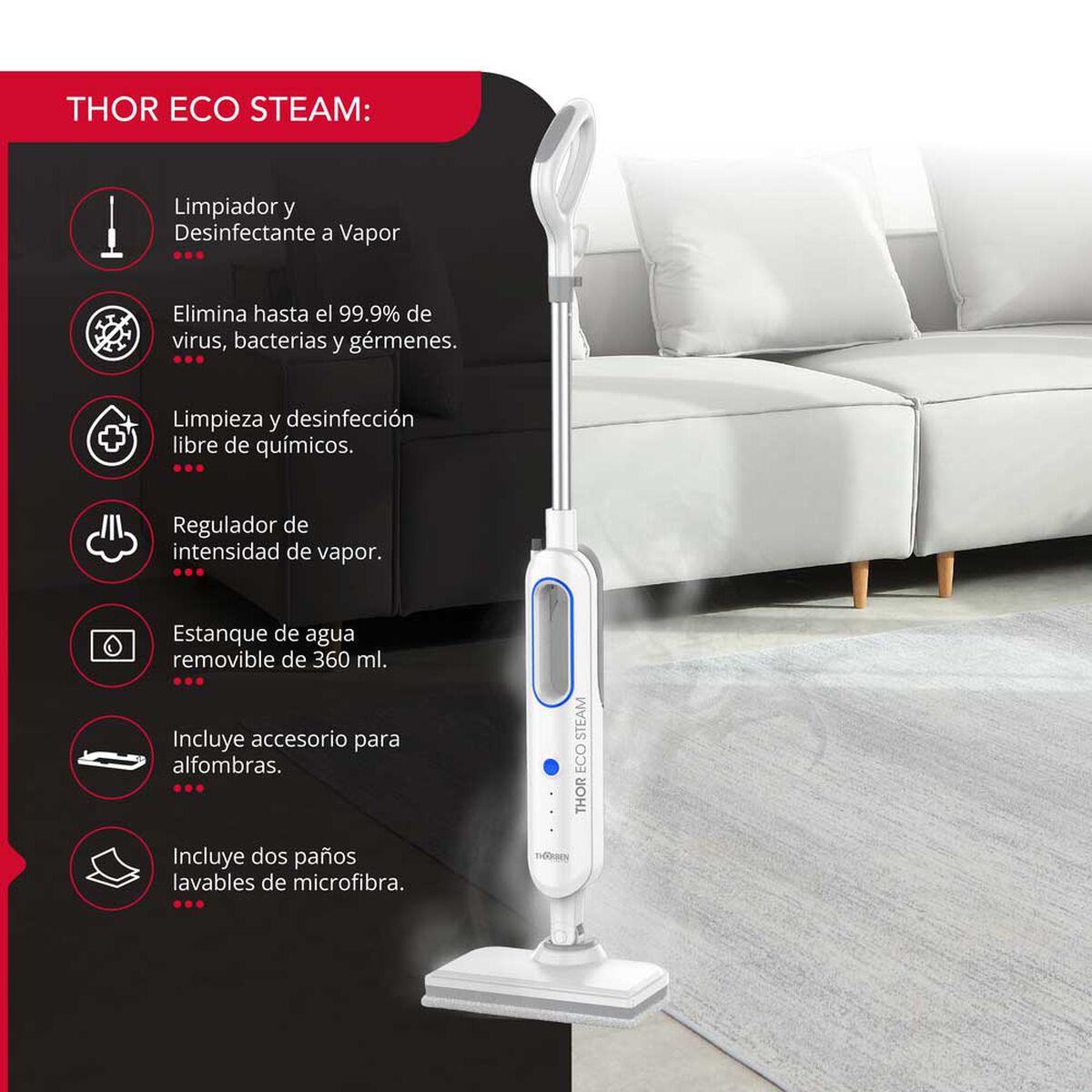 Limpiadora a vapor Thörben Thor Eco Steam 0.36 lts.