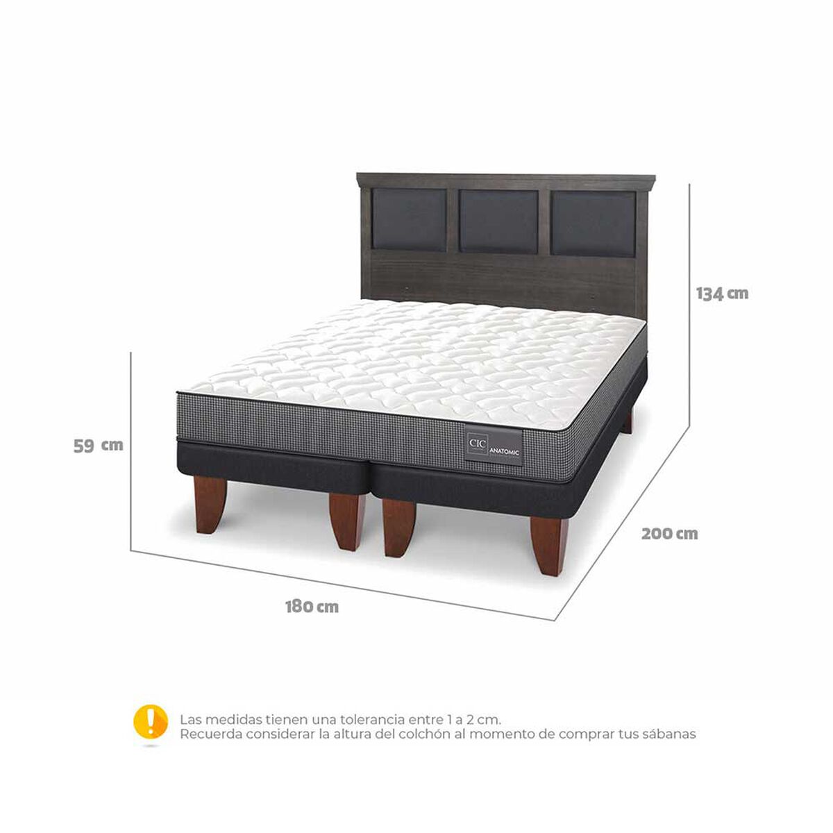 Cama Europea CIC Base Dividida King Anatomic + Respaldo Torino