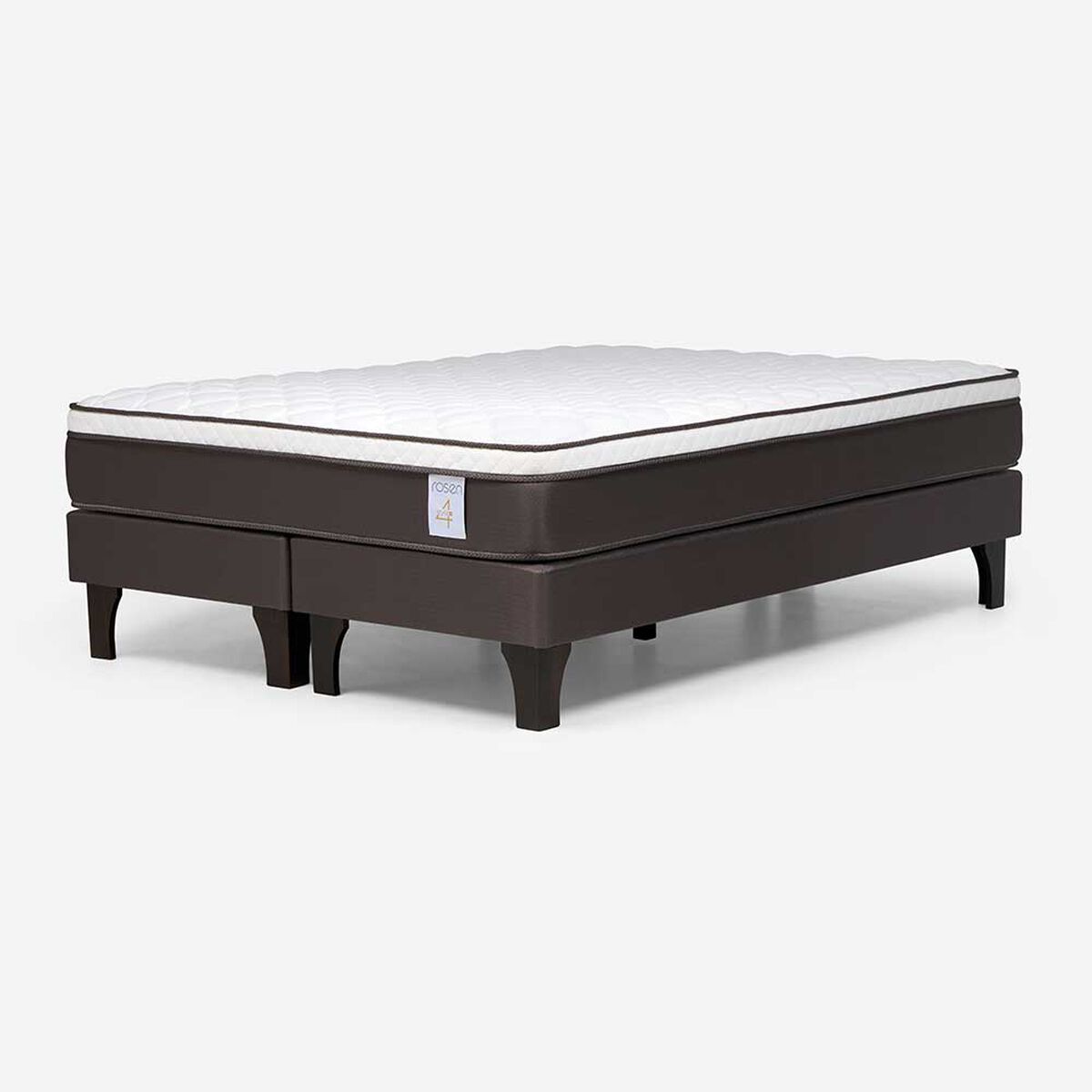 Cama Europea Rosen 2 Plazas New Style 4 + Respaldo Caf&eacute;
