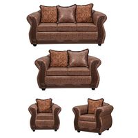 Juego de Living Black Factory Sofia Sofá 3 Cuerpos + Sofá 2 Cuerpos + Dos Sillones 1 Cuerpo Café