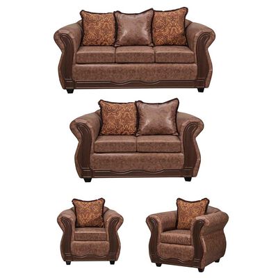 Imagen 1 del producto Juego de Living Black Factory Sofia Sofá 3 Cuerpos + Sofá 2 Cuerpos + Dos Sillones 1 Cuerpo Café