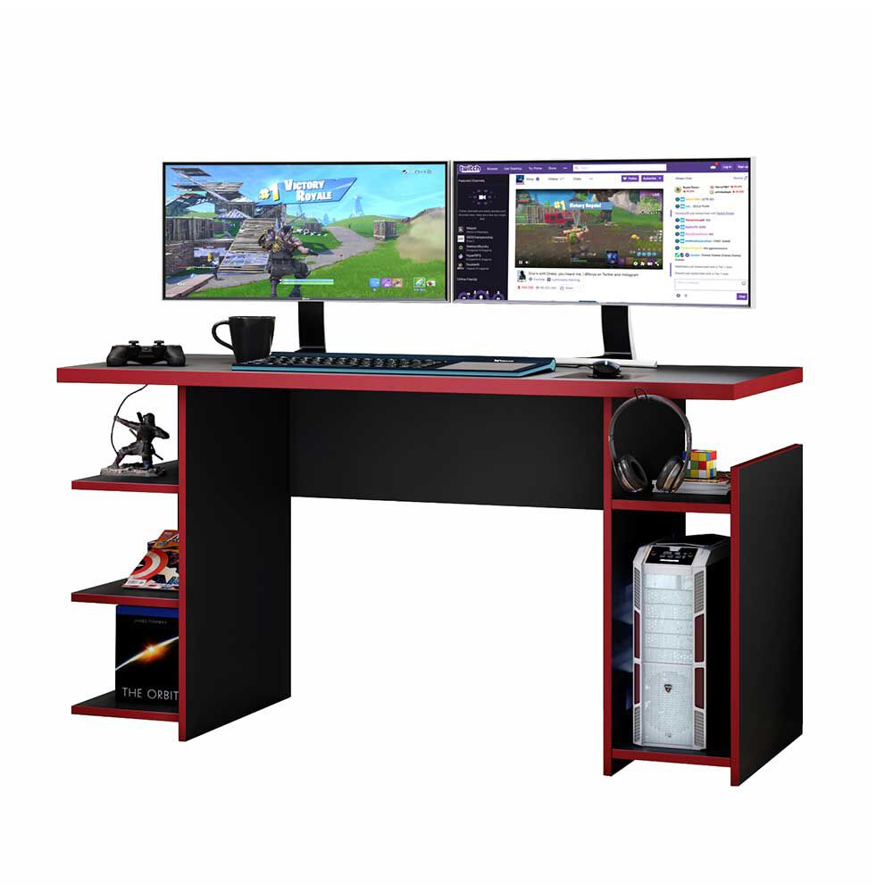 Escritorio Home Mobili Luigi Negro Rojo
