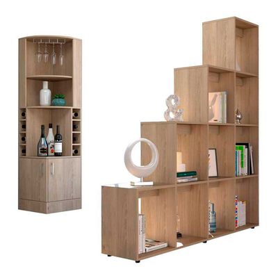 Imagen 2 del producto Combo Bar Esquinero + Biblioteca TuHome Beijing Rovere