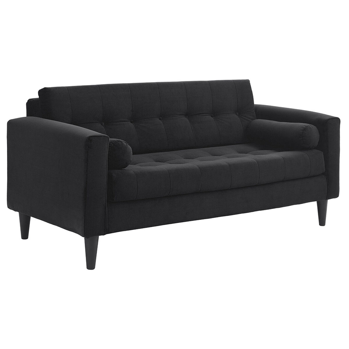 Sofá Felpa Bodevir Retro 3 Cuerpos Negro