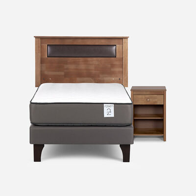 Cama Europea Rosen 1,5 Plazas New Style 2 Plus + Respaldo + Velador Ferrara