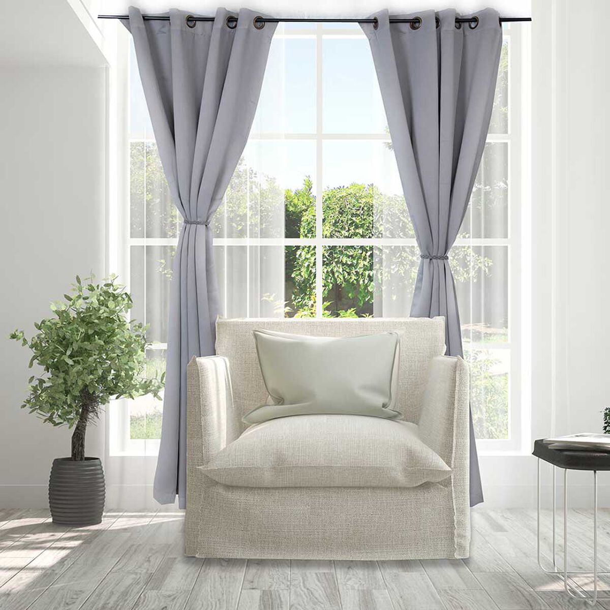 Cortina Blackout Tejido Doral Victoria 220 x 140 cm 8 Piezas Gris