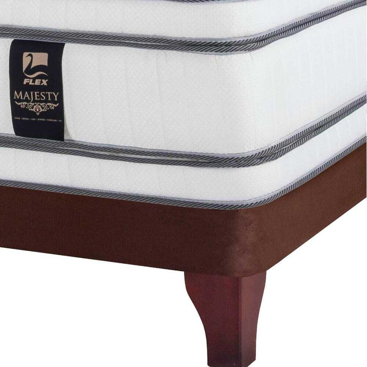 Cama Europea Flex 2 Plazas Majesty + 1 Respaldo + 2 Veladores