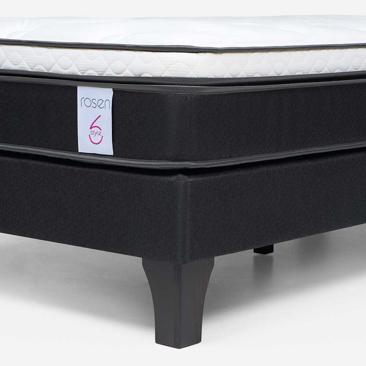 Cama Europea Rosen 1 Plaza New Style 6 + Respaldo Ferrera Gris + Velador