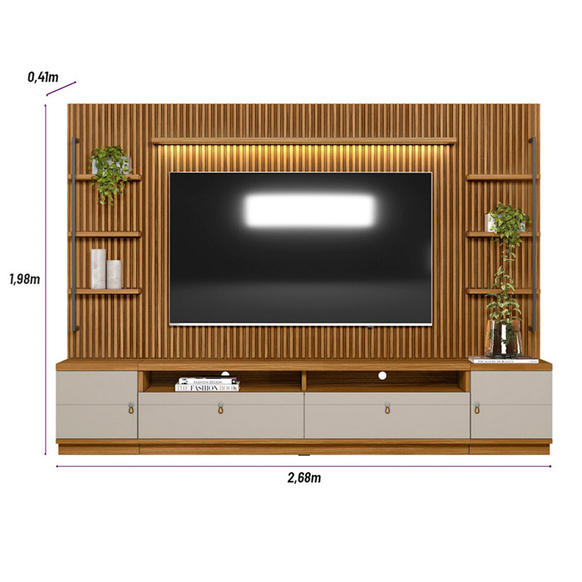 Home TV Di Poretti Design Ouro TV Hasta 75" Caf&eacute; Claro