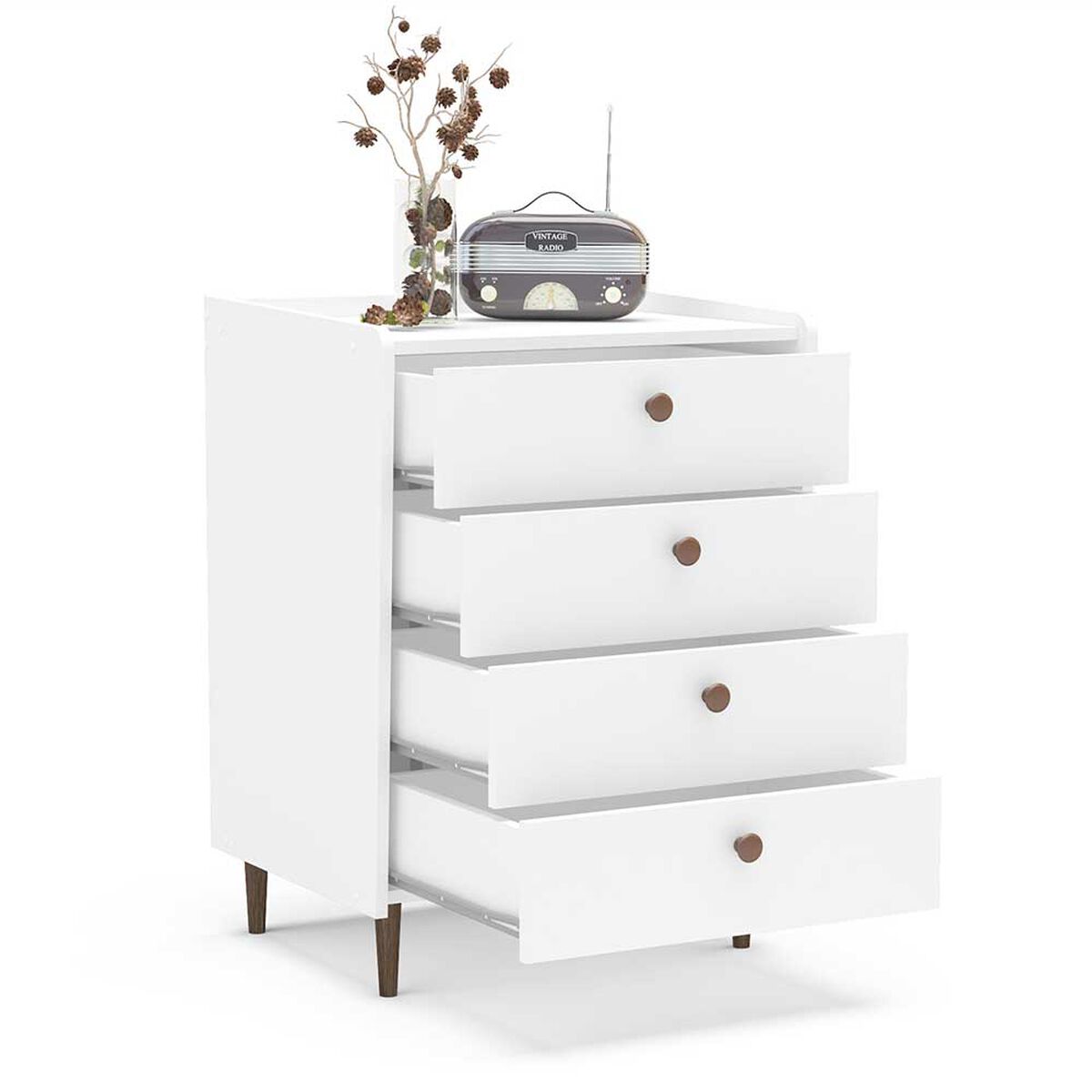 Cómoda Vekkahome Luisiana 4 Cajones Blanco 