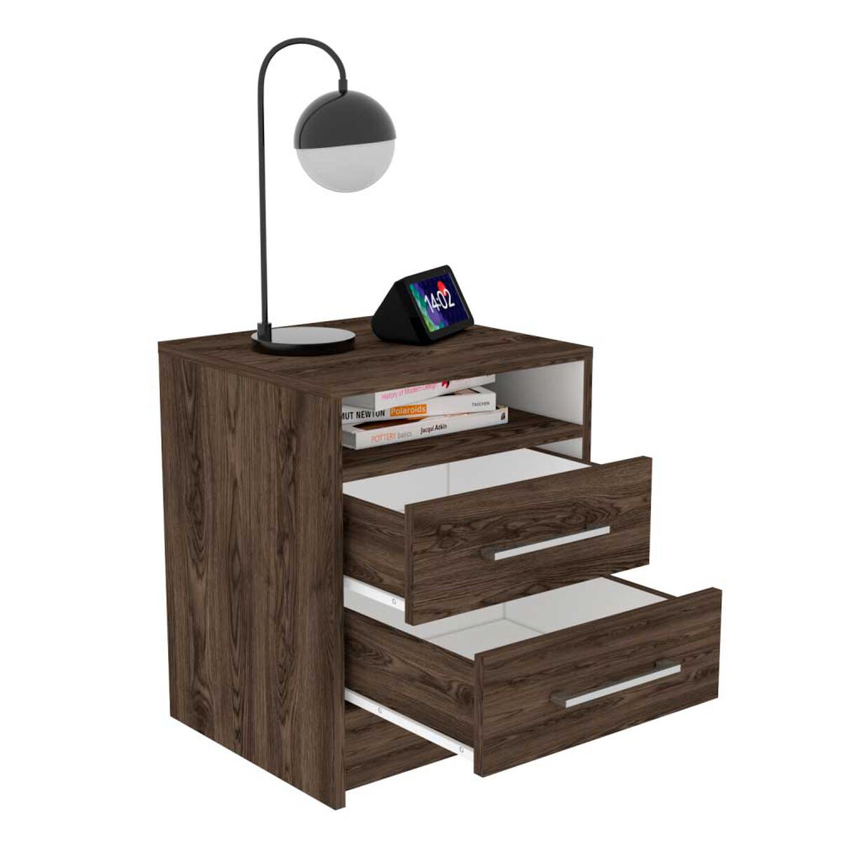 Velador Tuhome Eter 2 Cajones Milan y Blanco