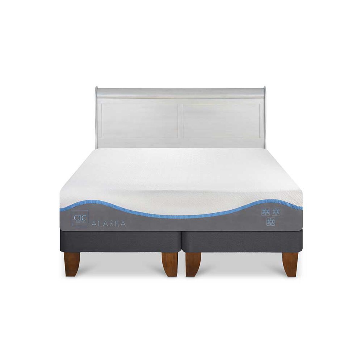 Cama Europea CIC Base Dividida 2 Plazas Alaska + Respaldo Miro Alpino
