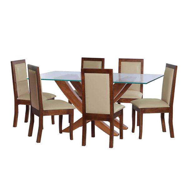 Juego de Comedor Latam Home Alicante 6 Sillas Beige